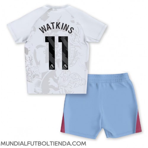 Camiseta Aston Villa Ollie Watkins #11 Segunda Equipación Replica 2023-24 para niños mangas cortas (+ Pantalones cortos)